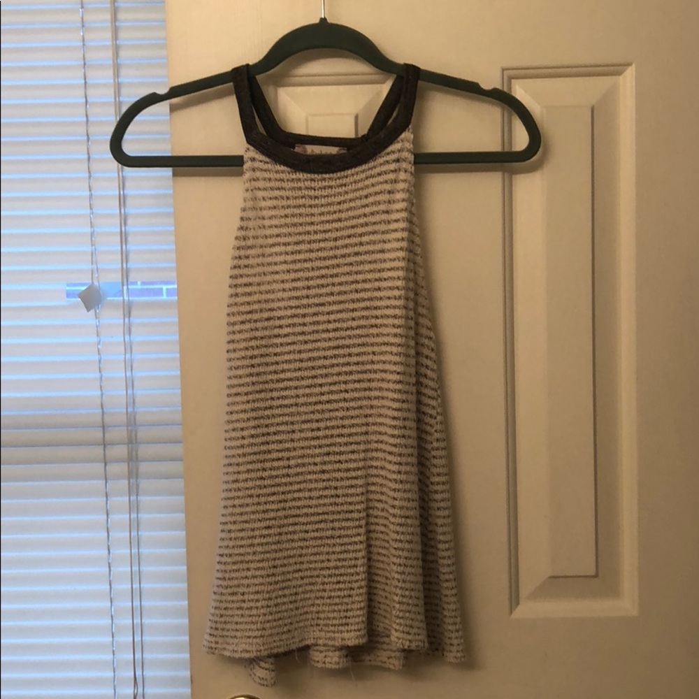 Grey knit striped tank top